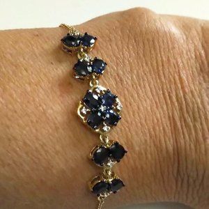 Natural Blue Sapphire Bracelet in Solid Gold